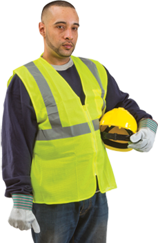 Yellow high-visibility Class 2 safety vest with silver reflective stripes, alternate view 2