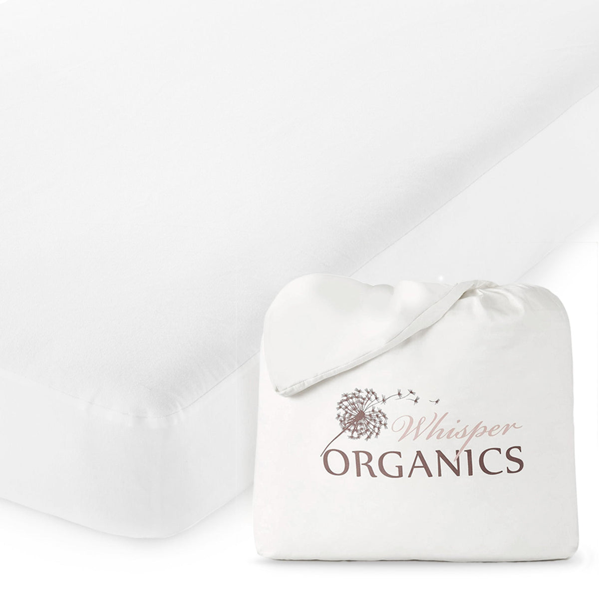 Whisper Organics Organic Waterproof Pique Knit Crib Mattress Cover – with packaging