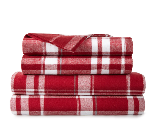 Whisper Organics Plaid Organic Flannel Sheet Set, Red Plaid – product photo