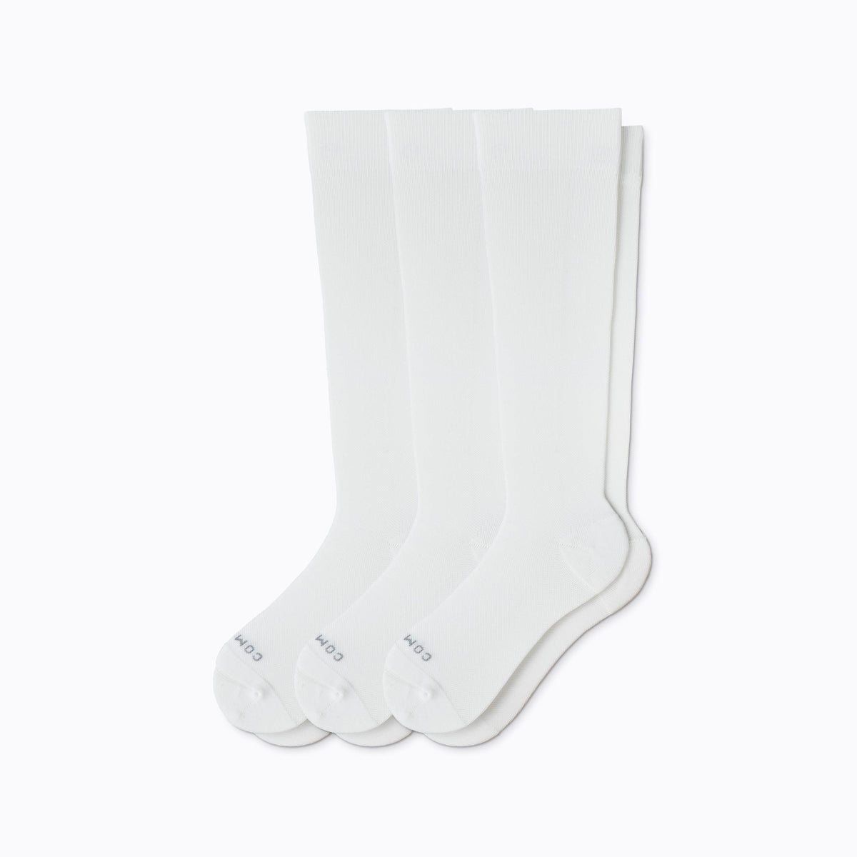 Comrad Knee-High Compression Socks, 3 Pack Solids, White – flat lay