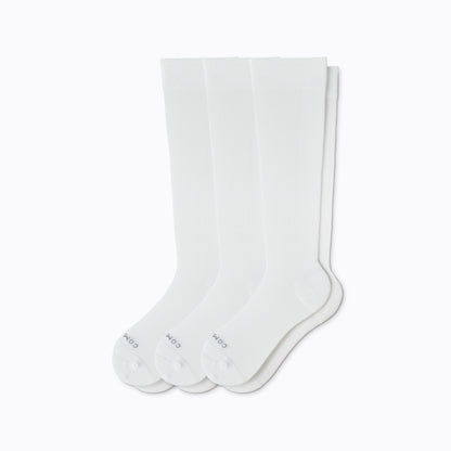 Comrad Knee-High Compression Socks, 3 Pack Solids, White – flat lay
