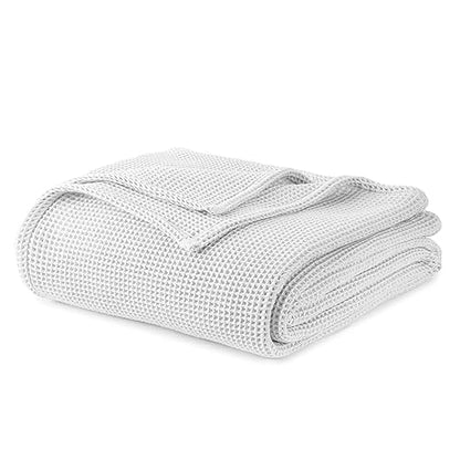 Whisper Organics Organic Cotton Waffle Knit Blanket, White – product photo