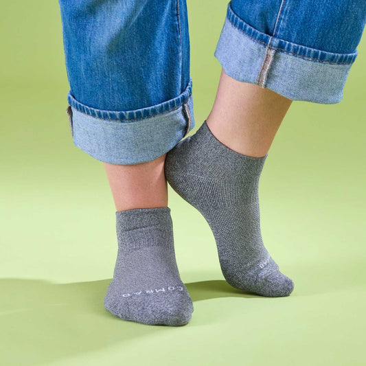 Comrad Ankle Compression Socks, Charcoal – shown worn