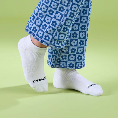Comrad Ankle Compression Socks, White – shown worn