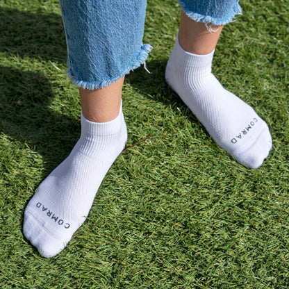 Comrad Ankle Compression Socks, White – shown worn