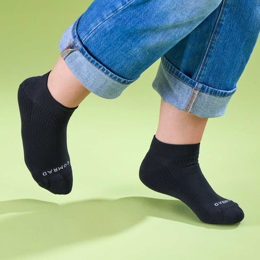 Comrad Ankle Compression Socks, 4 Pack, Black – shown worn