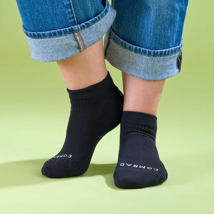 Comrad Ankle Compression Socks, 4 Pack, Black – shown worn