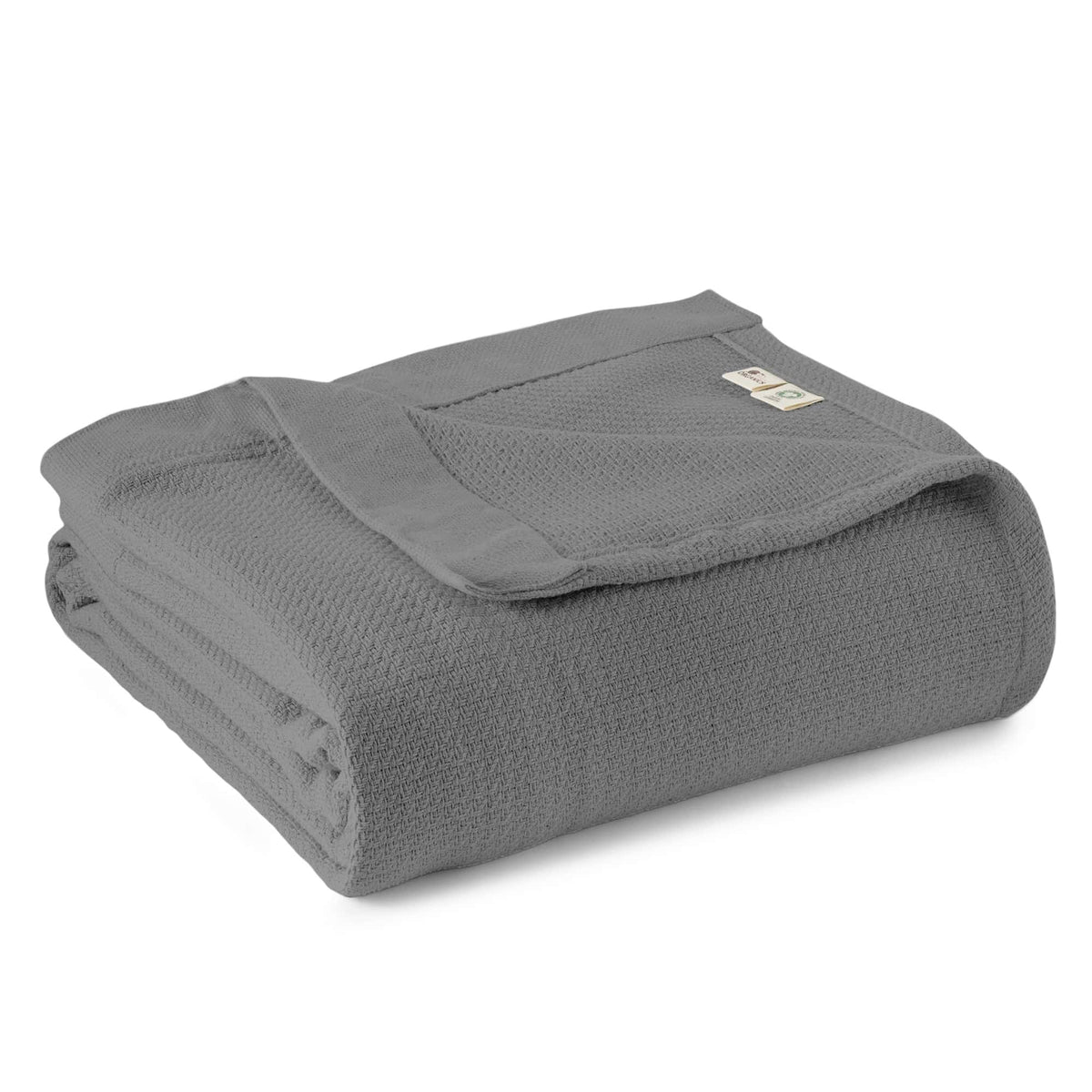 Whisper Organics Organic Cotton Woven Blanket, Grey – product shot