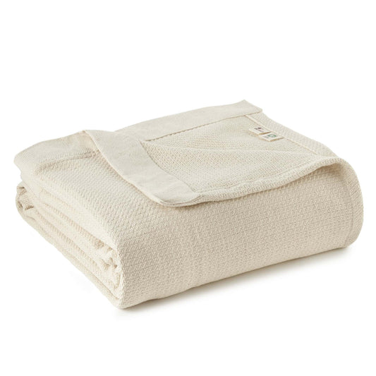 Whisper Organics Organic Cotton Woven Blanket, Natural – product shot