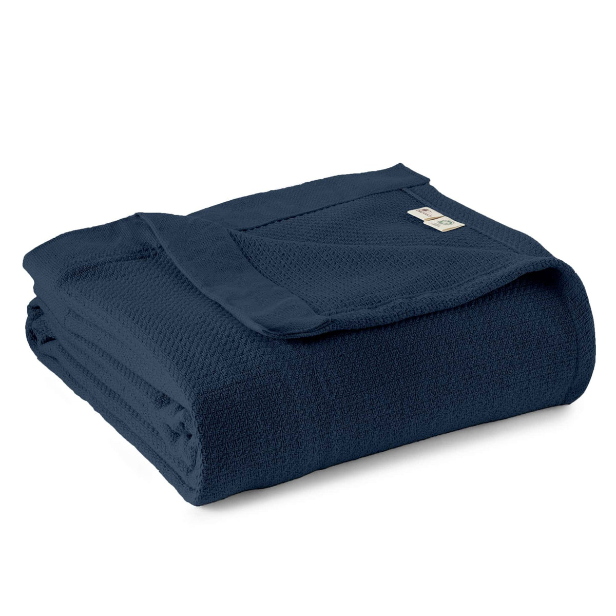 Whisper Organics Organic Cotton Woven Blanket, Navy – product shot