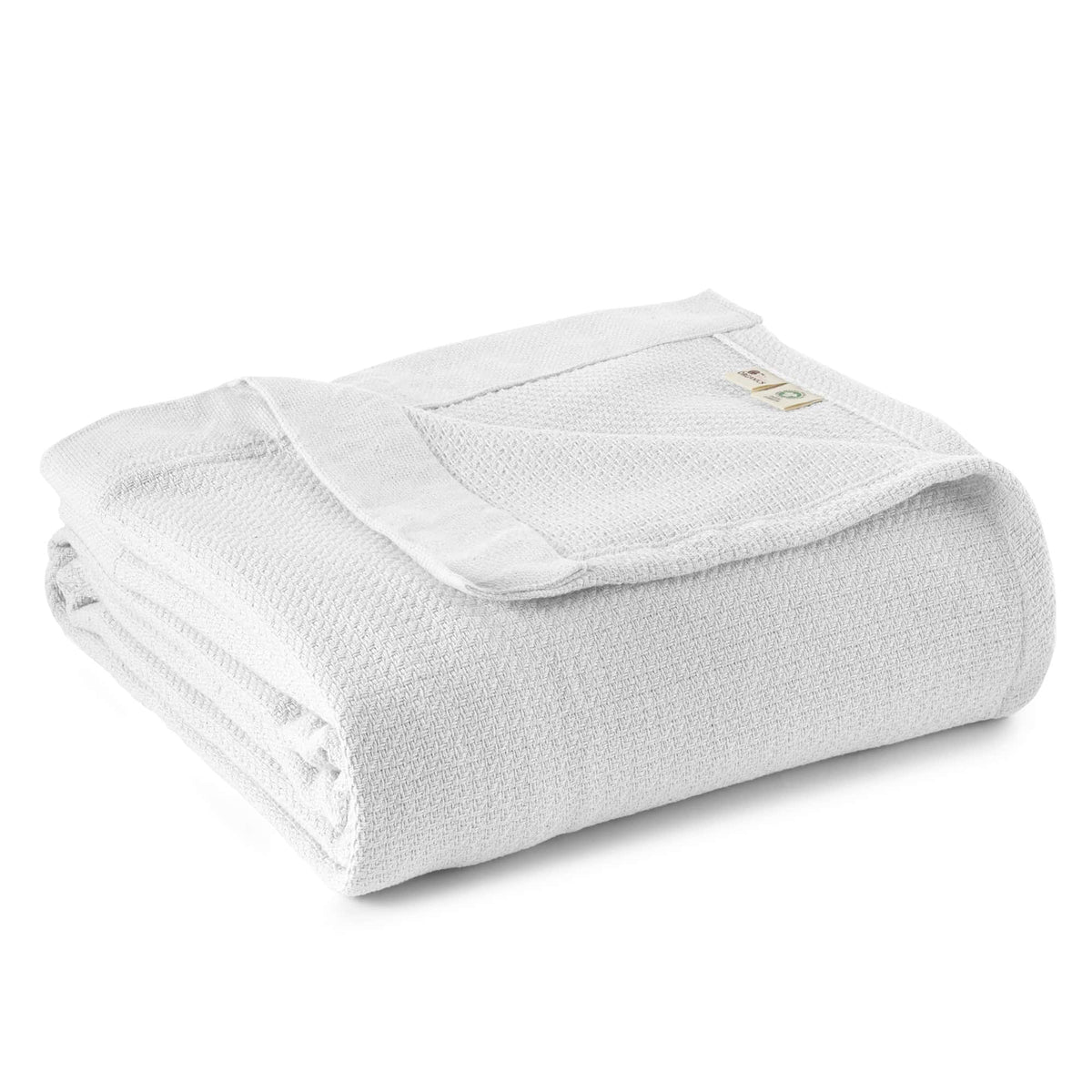 Whisper Organics Organic Cotton Woven Blanket, White – product shot