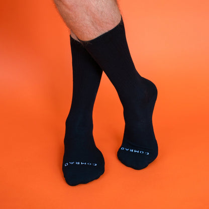 Comrad Combed Cotton Crew Socks, Black – product photo