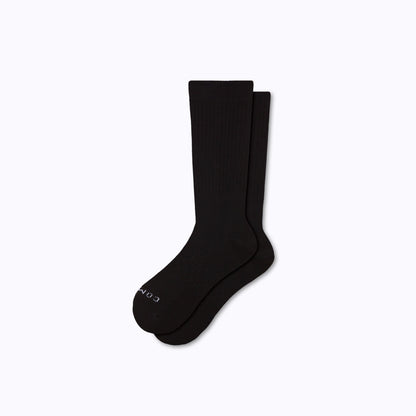 Comrad Combed Cotton Crew Socks, Black – flat lay