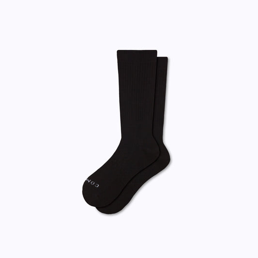 Comrad Combed Cotton Crew Socks, Black – flat lay