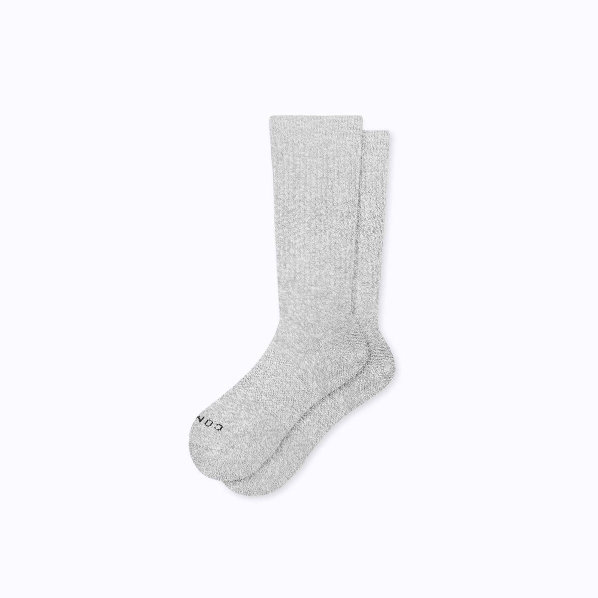 Comrad Combed Cotton Crew Socks, Heather Grey – flat lay