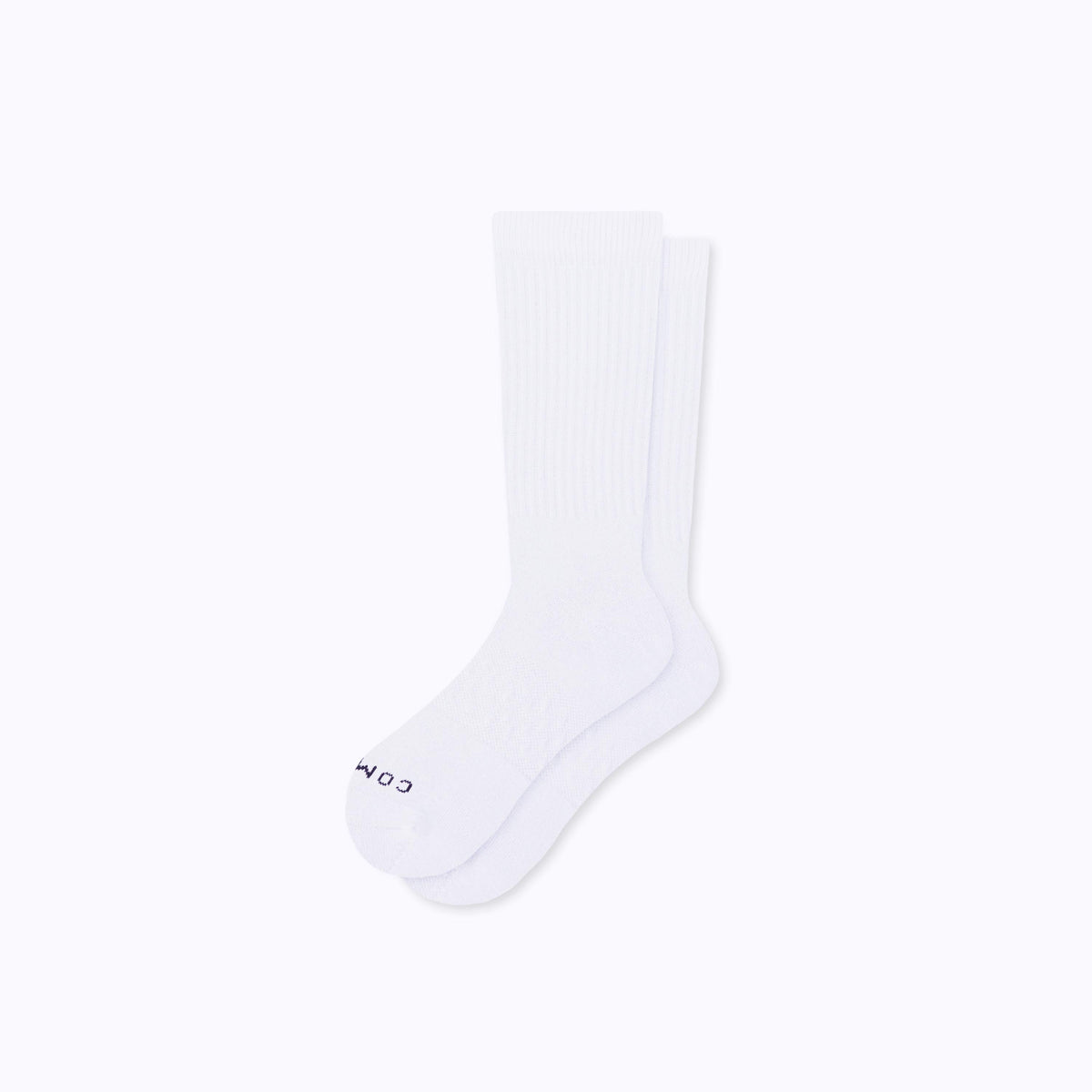 Comrad Combed Cotton Crew Socks, White – flat lay