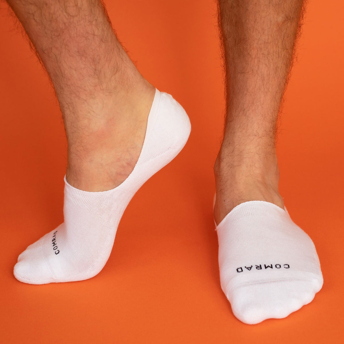Comrad Combed Cotton No Show Socks, White – shown worn