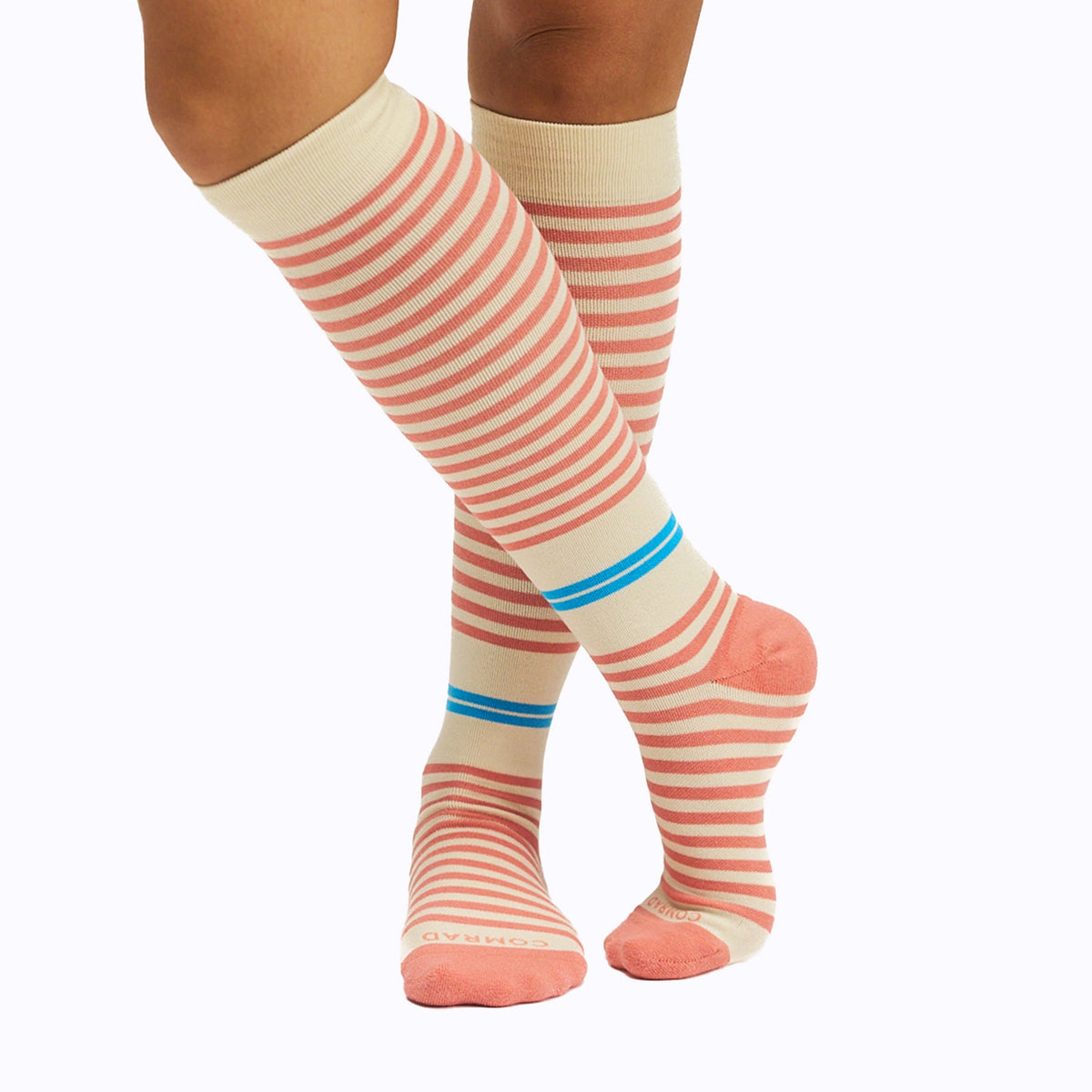 Comrad CloudCotton Compression Socks, Stripes, Cream/Terra Cotta – product photo