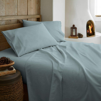 Whisper Organics Organic Flannel Sheet Set, Shore – angled view