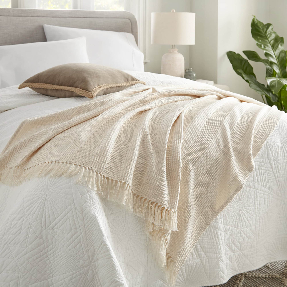 Whisper Organics Organic Cotton Throw with Tassels – product photo