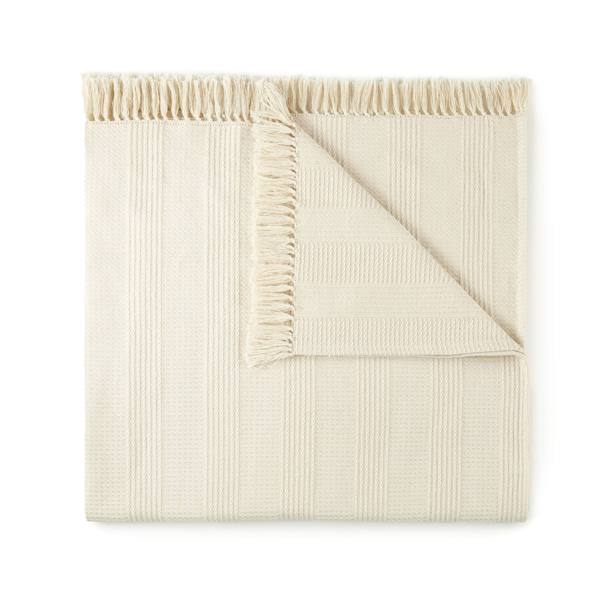 Whisper Organics Organic Cotton Throw with Tassels, Natural – product shot