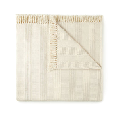 Whisper Organics Organic Cotton Throw with Tassels, Natural – product shot