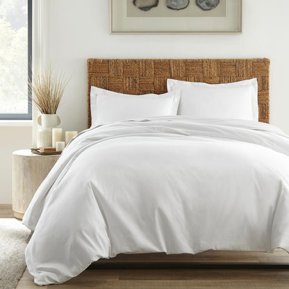 Whisper Organics 300 TC Organic Sateen Duvet Cover Set, White – foot-of-bed view