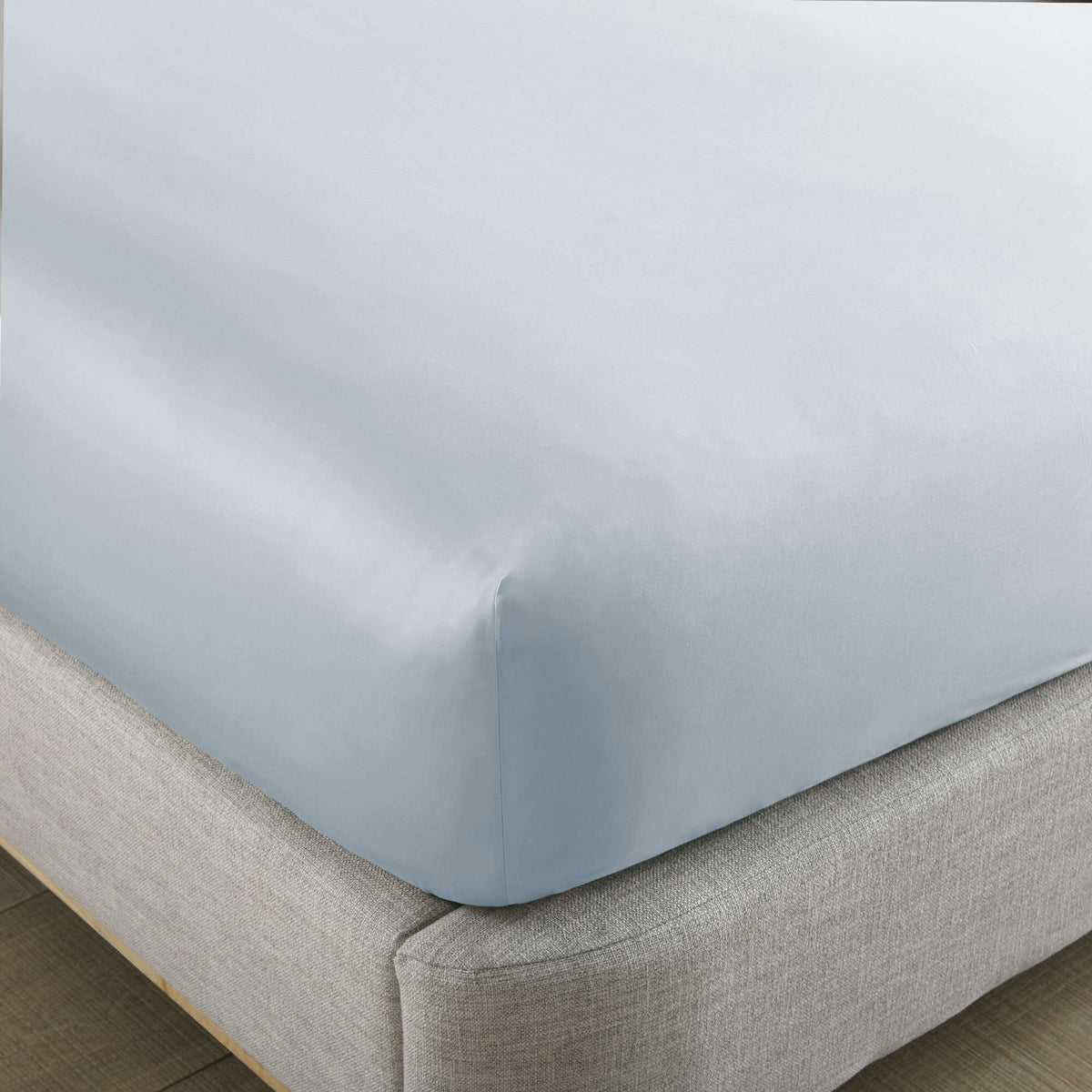 Whisper Organics 500 TC Organic Sateen Fitted Sheet – on a bed