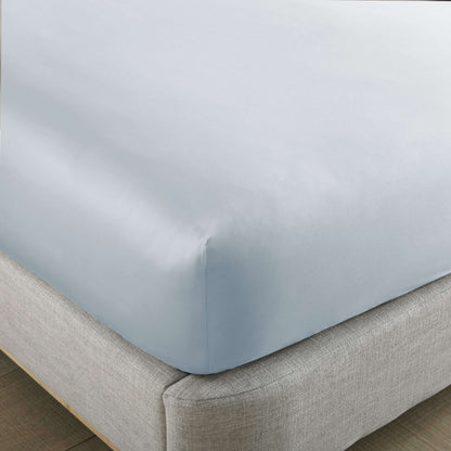 Whisper Organics 500 TC Organic Sateen Fitted Sheet – on a bed