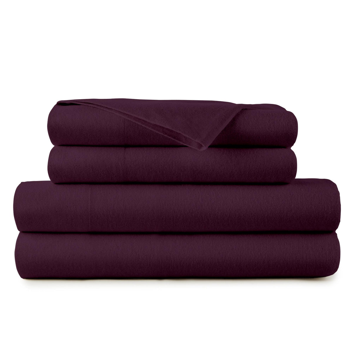 Whisper Organics Organic Flannel Sheet Set, Aubergine – product shot