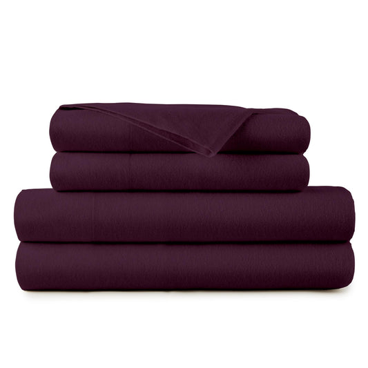 Whisper Organics Organic Flannel Sheet Set, Aubergine – product shot