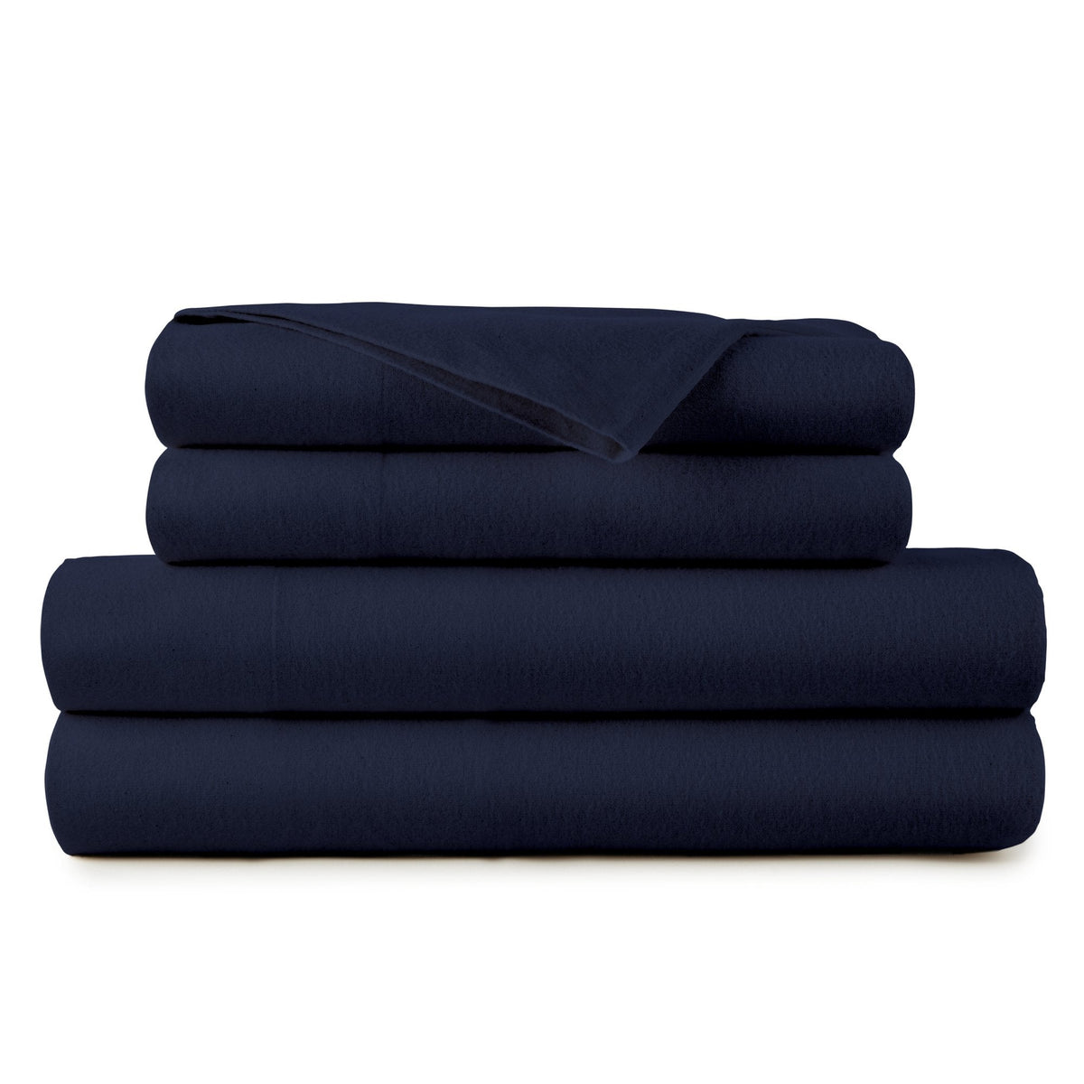 Whisper Organics Organic Flannel Sheet Set, Navy – product shot