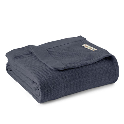 Whisper Organics Organic Cotton Woven Blanket, Mineral – folded