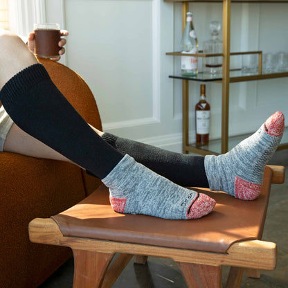 Comrad CozyGrip Compression Slipper Socks, Black – shown worn