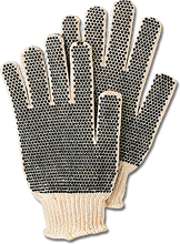 Load image into Gallery viewer, Cotton Black PVC Dots Both Sides Work Gloves - One Dozen 12 Pairs
