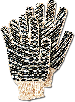 Cotton Black PVC Dots Both Sides Work Gloves - One Dozen 12 Pairs