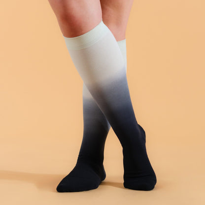 Comrad Knee-High Compression Socks, Ombre, Black – shown worn