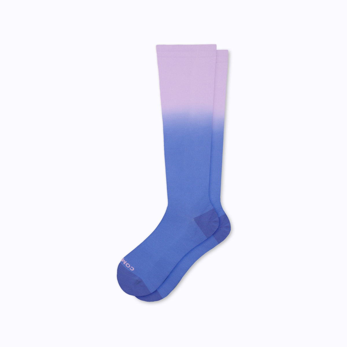 Comrad Knee-High Compression Socks, Ombre, Purple/Denim – flat lay