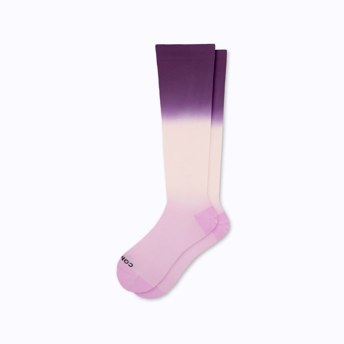 Comrad Knee-High Compression Socks, Double-Dip Ombre, Purple/Sand/Pink – flat lay