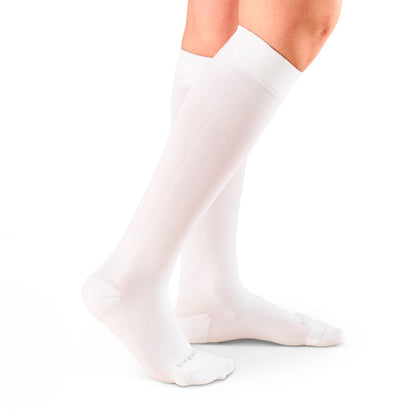 Comrad Knee-High Compression Socks, Solid, White – shown worn