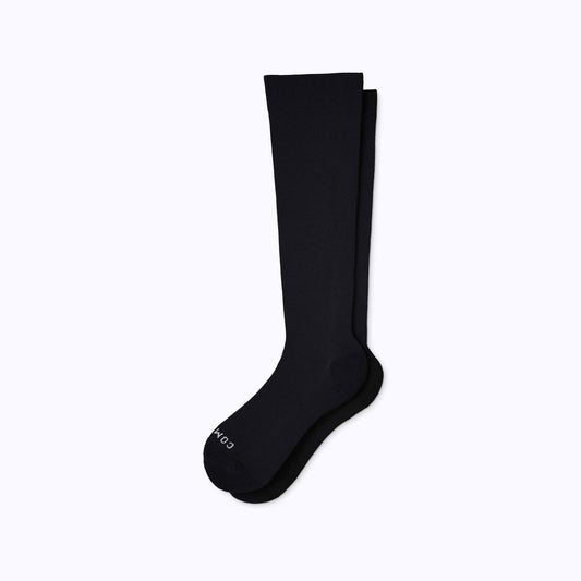 Comrad Knee-High Compression Socks, Solid 20-30 mmHg, Black – flat lay