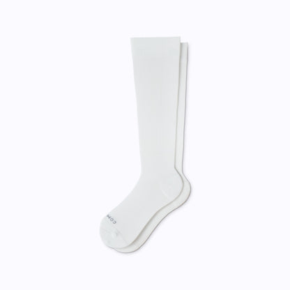 Comrad Knee-High Compression Socks, Solid, White – flat lay