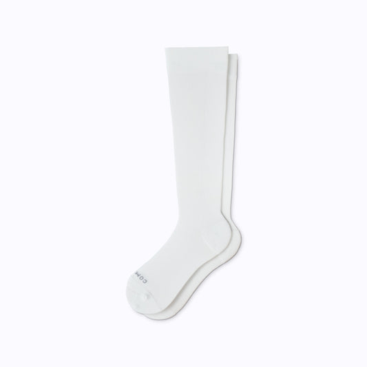 Comrad Knee-High Compression Socks, Solid, White – flat lay