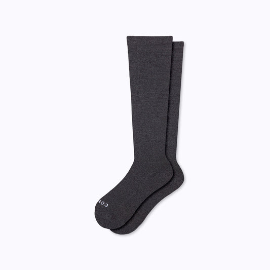 Comrad Knee-High Compression Socks, Solid, Heather Charcoal – flat lay
