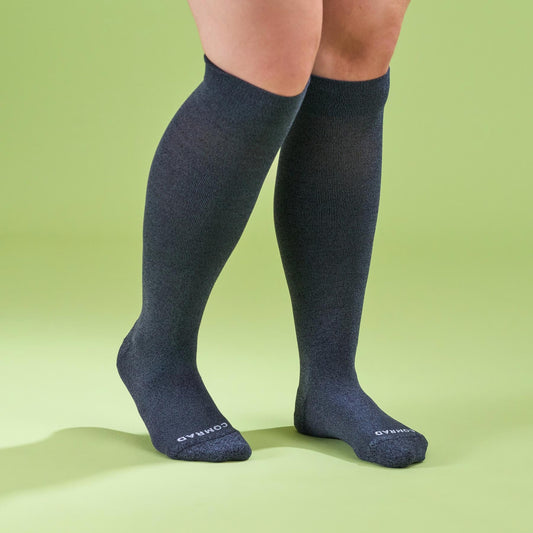 Comrad Knee-High Compression Socks, Solid, Heather Charcoal – shown worn