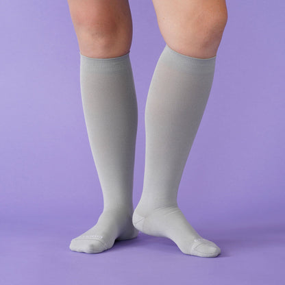Comrad Knee-High Compression Socks, Solid 20-30 mmHg, Heather Grey – studio photo