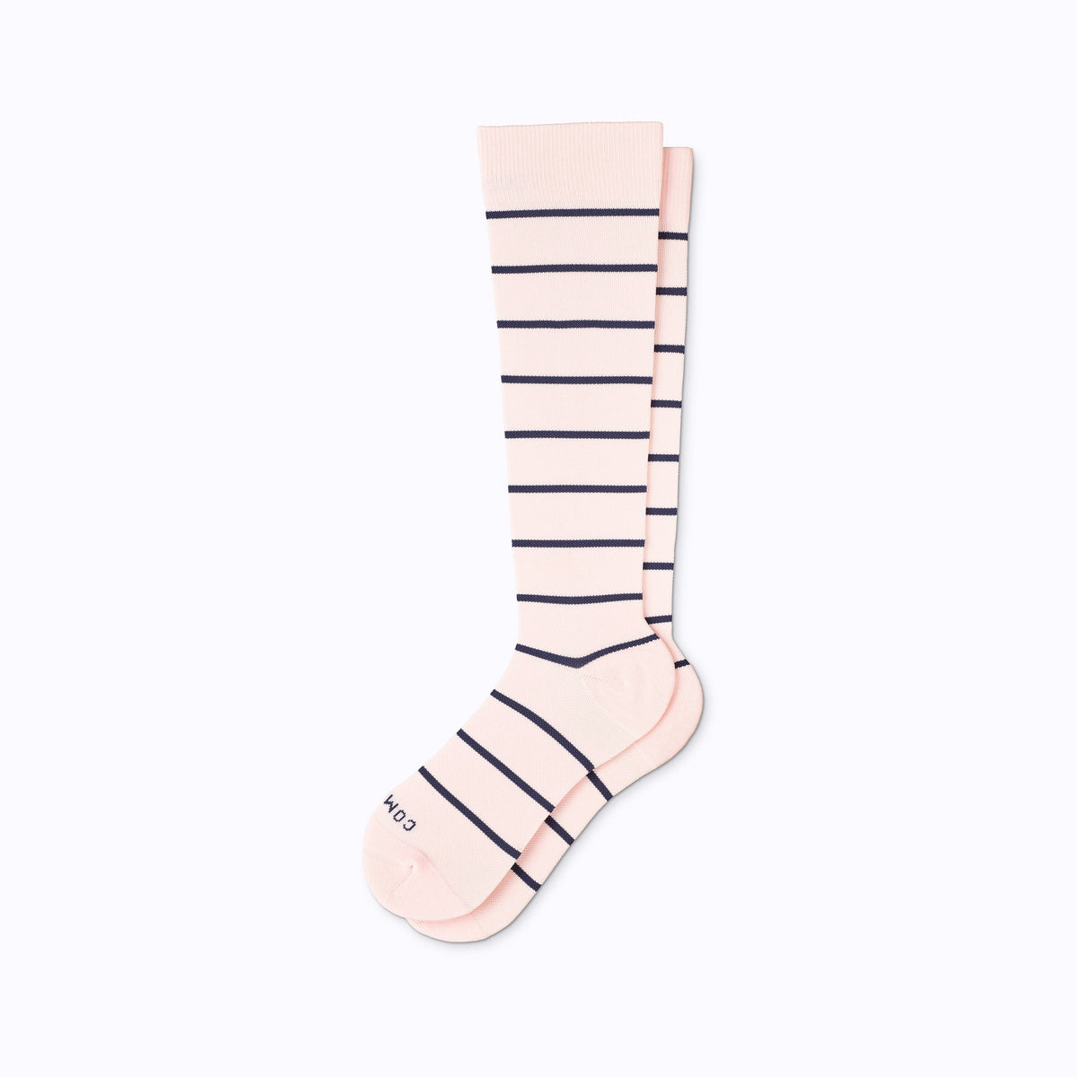 Comrad Knee-High Compression Socks, Stripes 20-30 mmHg, Rose/Navy – flat lay