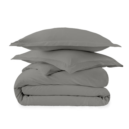 Whisper Organics 300 TC Organic Sateen Duvet Cover Set, Classic Grey – product shot