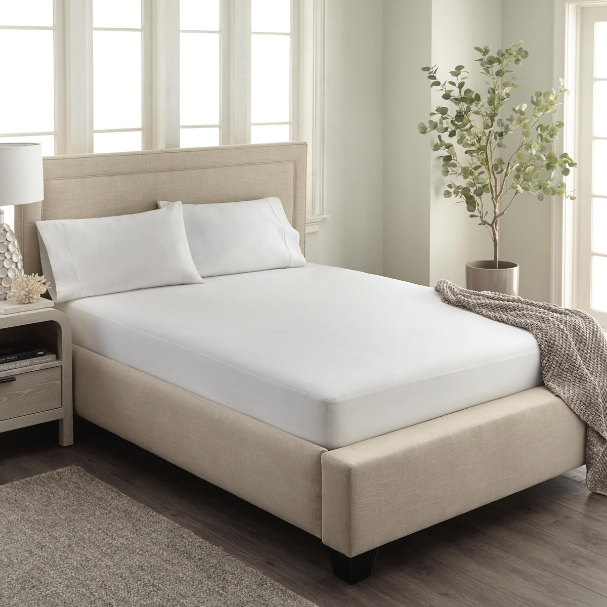Whisper Organics Organic Waterproof Pique Knit Mattress Cover – on a bed