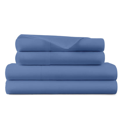 Whisper Organics 270 TC Organic Percale Sheet Set, Soft Blue – product shot